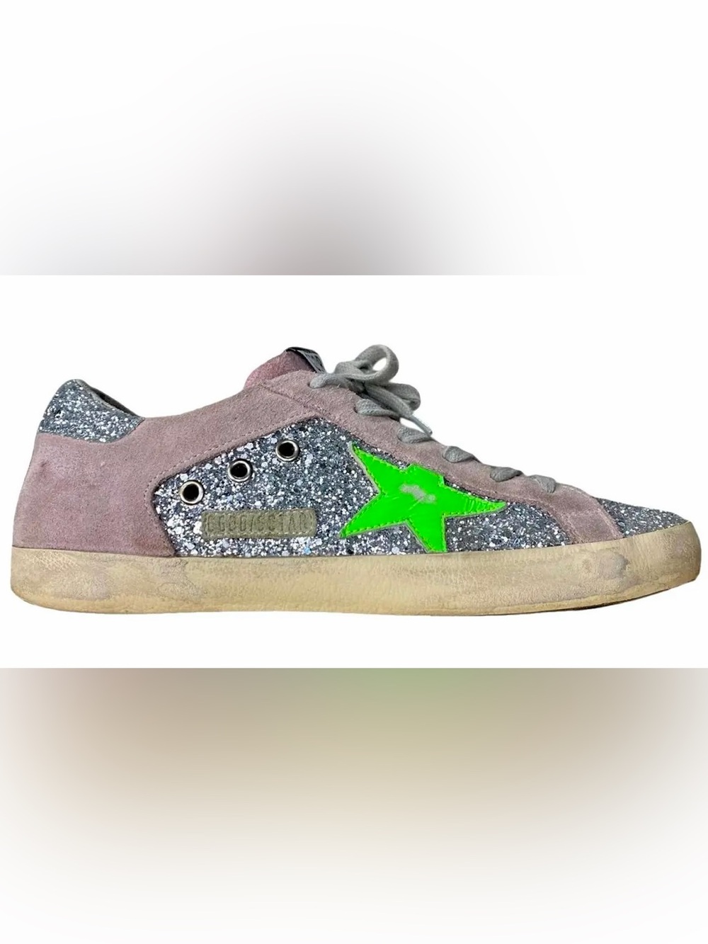 💯 Authentic Golden Goose Pink and Silver Superstar Glitter Sneakers 39